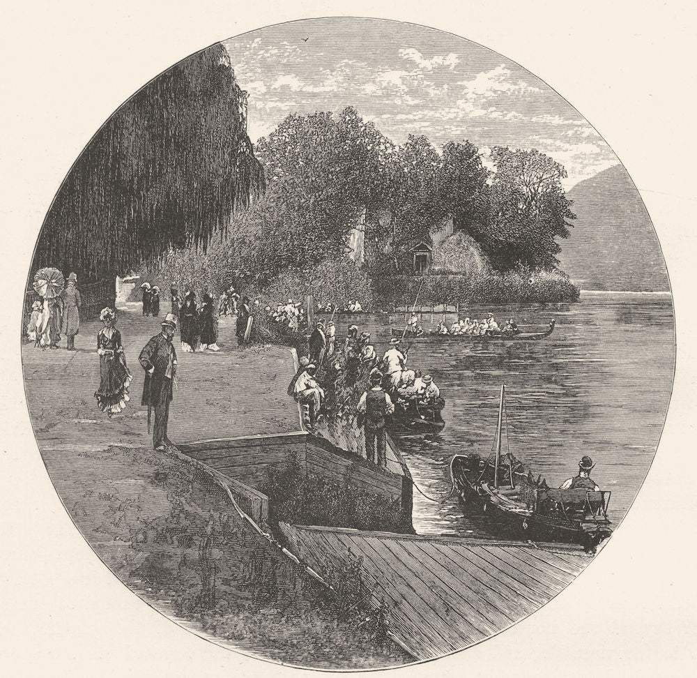 BERKSHIRE. The Landing- stage, Ray mead 1901 old antique vintage print picture